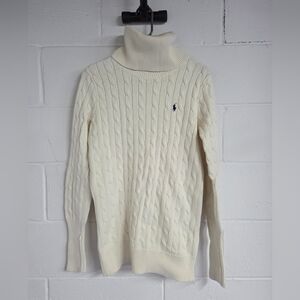 Ralph Lauren Sport Cream Cable Knit Turtleneck Sweater